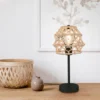 Große Boho LED Tischleuchte Lampenschirm geflochten aus Hanfseil, Höhe 42cm
