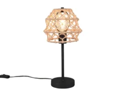 Große Boho LED Tischleuchte Lampenschirm geflochten aus Hanfseil, Höhe 42cm