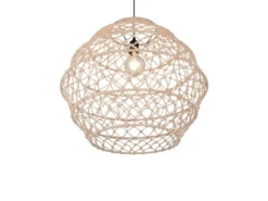 Große Boho Pendelleuchte HIVE mit Lampenschirm geflochten Hanfseil, Ø 60cm