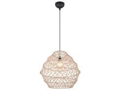 Große Boho Pendelleuchte HIVE mit Lampenschirm geflochten Hanfseil, Ø 60cm