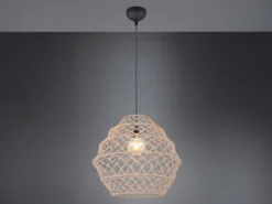Große Boho Pendelleuchte HIVE mit Lampenschirm geflochten Hanfseil, Ø 60cm