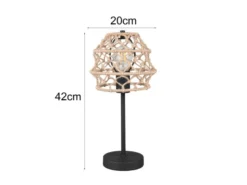 Große Boho Tischlampe HIVE Lampenschirm geflochten aus Hanfseil, Höhe 42cm