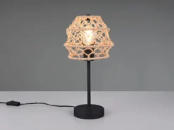 Große Boho Tischlampe HIVE Lampenschirm geflochten aus Hanfseil, Höhe 42cm