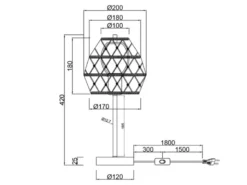 Große Boho Tischlampe HIVE Lampenschirm geflochten aus Hanfseil, Höhe 42cm