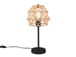 Große Boho Tischlampe HIVE Lampenschirm geflochten aus Hanfseil, Höhe 42cm