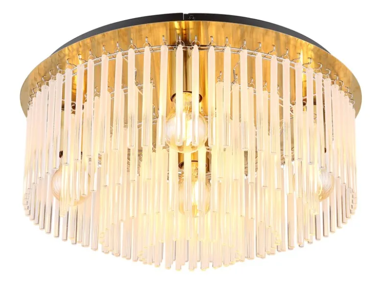 Große Deckenleuchte GORLEY mit Glas Stäben in Kristalloptik, Ø 50cm