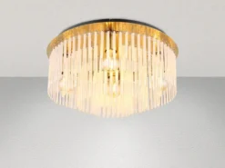Große Deckenleuchte GORLEY mit Glas Stäben in Kristalloptik, Ø 50cm