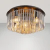Große Deckenleuchte GORLEY mit Rauchglas Stäben Kristalloptik, Ø 50cm