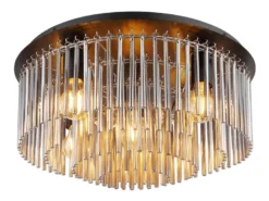 Große Deckenleuchte GORLEY mit Rauchglas Stäben Kristalloptik, Ø 50cm