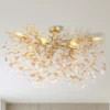 Große Deckenleuchte QUEENA Gold 7-flammig Glas Kristall 2-farbig, Breite 85cm