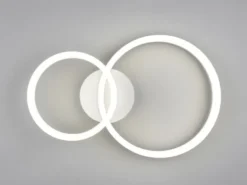 Große Deckenleuchte SCOPE mit zwei LED Ringen in Weiß, Breite 51cm