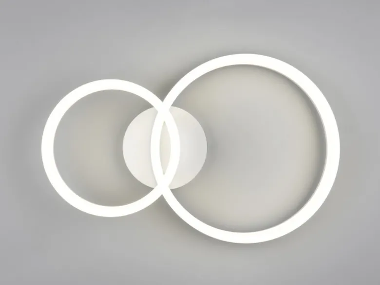 Große Deckenleuchte SCOPE mit zwei LED Ringen in Weiß, Breite 51cm