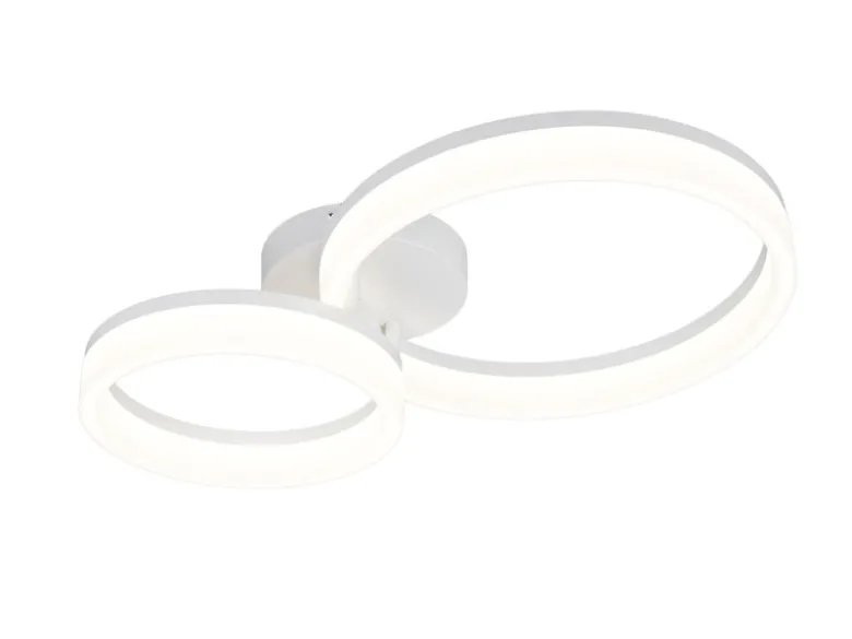 Große Deckenleuchte SCOPE mit zwei LED Ringen in Weiß, Breite 51cm