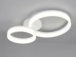 Große Deckenleuchte SCOPE mit zwei LED Ringen in Weiß, Breite 51cm