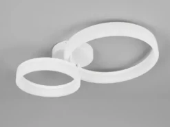Große Deckenleuchte SCOPE mit zwei LED Ringen in Weiß, Breite 51cm