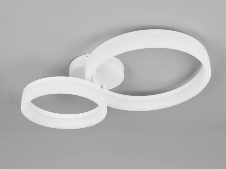 Große Deckenleuchte SCOPE mit zwei LED Ringen in Weiß, Breite 51cm