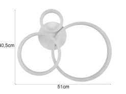 Große Deckenleuchte SCOPE mit drei LED Ringen in Weiß, Breite 51cm