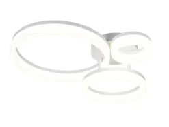 Große Deckenleuchte SCOPE mit drei LED Ringen in Weiß, Breite 51cm