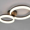 Große Deckenleuchte SCOPE Schwarz mit zwei LED Ringen in Weiß, Breite 51cm