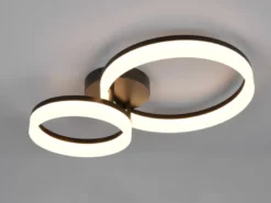 Große Deckenleuchte SCOPE Schwarz mit zwei LED Ringen in Weiß, Breite 51cm