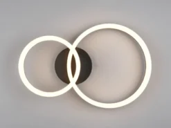 Große Deckenleuchte SCOPE Schwarz mit zwei LED Ringen in Weiß, Breite 51cm