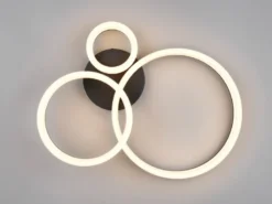 Große Deckenleuchte SCOPE Schwarz mit drei LED Ringen in Weiß, Breite 51cm