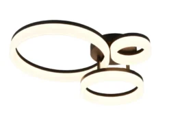 Große Deckenleuchte SCOPE Schwarz mit drei LED Ringen in Weiß, Breite 51cm