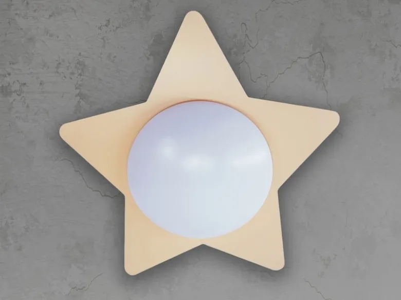 Große Deckenleuchte Stern fürs Kinderzimmer MDF Holz in Peach Fuzz, E27, B 53cm