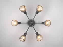 Große Deckenleuchte TARIFA 6-flammig mit Glasschirmen Chrom bedampft, Ø 59cm