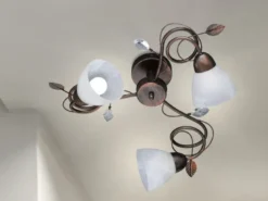 Große Deckenleuchte TRADITIO 3-flammig Landhausstil mit Glasschirmen, Ø 61cm