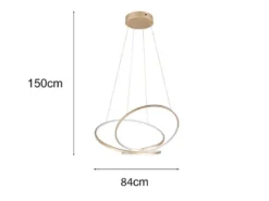 Große dimmbare LED Pendelleuchte DARVIN in Gold, Breite 84cm