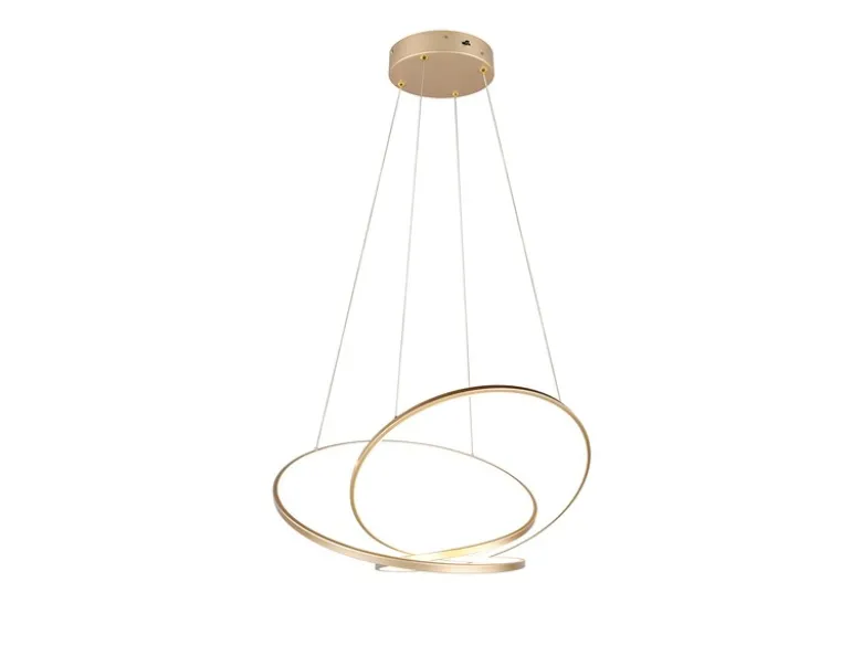 Große dimmbare LED Pendelleuchte DARVIN in Gold, Breite 84cm