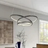 Große dimmbare LED Pendelleuchte DARVIN Schwarz, Breite 84cm