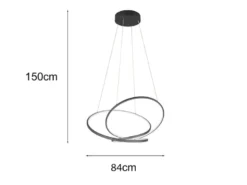 Große dimmbare LED Pendelleuchte DARVIN Schwarz, Breite 84cm