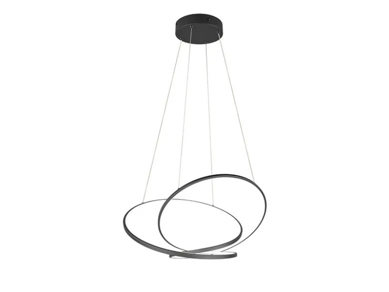 Große dimmbare LED Pendelleuchte DARVIN Schwarz, Breite 84cm