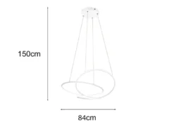 Große dimmbare LED Pendelleuchte DARVIN in Weiß, Breite 84cm