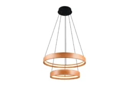 Große dimmbare LED Ring Pendelleuchte LYNWOOD mit Naturholz Ø 60cm