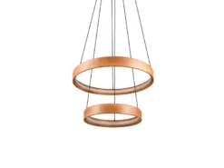 Große dimmbare LED Ring Pendelleuchte LYNWOOD mit Naturholz Ø 60cm