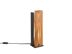 Große dimmbare LED Tischleuchte mit Naturholz, Höhe 40cm