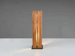 Große dimmbare LED Tischleuchte mit Naturholz, Höhe 40cm