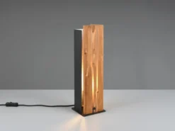 Große dimmbare LED Tischleuchte mit Naturholz, Höhe 40cm