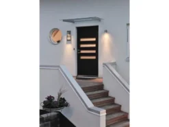 Große Hausnummernleuchte MODENA, Außenwandleuchte Downlight, Silber