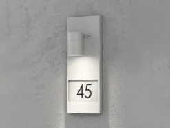 Große Hausnummernleuchte MODENA, Außenwandleuchte Downlight, Grau