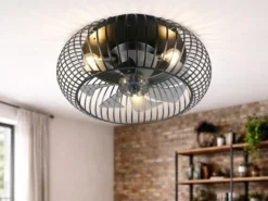 Große Industrial Deckenleuchte JOHANNA mit Ventilator & Fernbedienung Ø 61cm