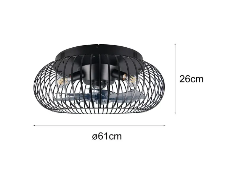 Große Industrial Deckenleuchte JOHANNA mit Ventilator & Fernbedienung Ø 61cm
