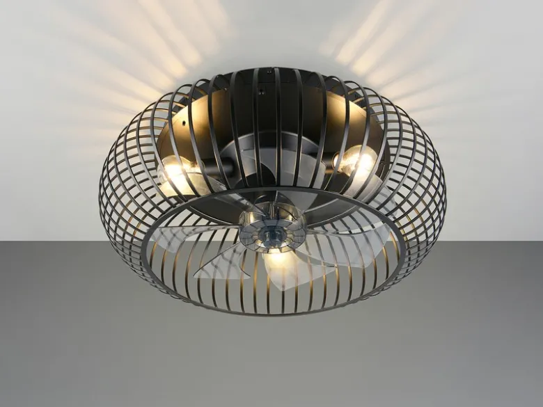 Große Industrial Deckenleuchte JOHANNA mit Ventilator & Fernbedienung Ø 61cm