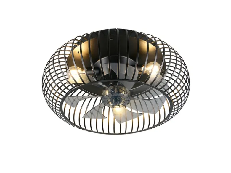 Große Industrial Deckenleuchte JOHANNA mit Ventilator & Fernbedienung Ø 61cm