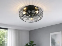 Große Industrial LED Deckenleuchte mit Ventilator & Fernbedienung Ø 61cm