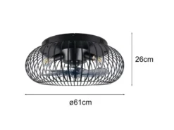 Große Industrial LED Deckenleuchte mit Ventilator & Fernbedienung Ø 61cm