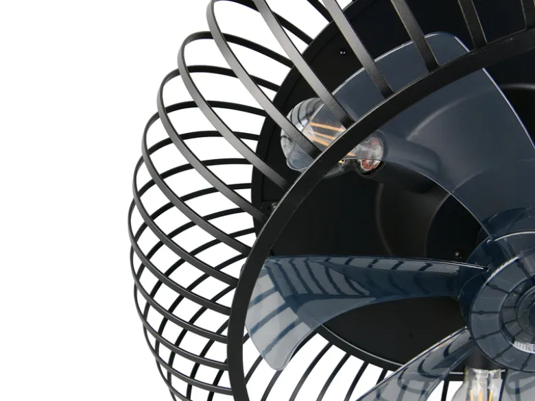 Große Industrial LED Deckenleuchte mit Ventilator & Fernbedienung Ø 61cm